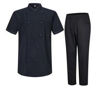 MISEMIYA - Giacca e Pantaloni da Cuoco da Uomo - Giacca da Cuoco da Uomo - Divisa da ospitalità - 8501B-8312 - Medium, Nero