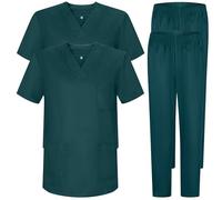 MISEMIYA Lot Sanitaires Bz-2-817-8312 Pack 2 Pcs-Casacca E PANTALONI Unisex Uniformi Sanitarie, Verde Scuro, XXL Adulto, verde scuro, XX-Large