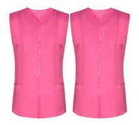 MISEMIYA - Pacchetto 2 unità - Camicia Sanitaro da Donna Senza Maniche Uniformi per la Pulizia Uniformi mediche Clinica veterinaria 2-818 - Medium, Rosa