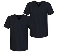 MISEMIYA - Pack*2 - Abbigliamento Lavoro Unisex Collo Picco Maniche Corte Uniforme Clinica Ospedale Pulizia Veterinario - Ref.817 - Small, Nero 68