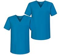 MISEMIYA - Pack*2 - Abbigliamento Lavoro Unisex Collo Picco Maniche Corte Uniforme Clinica Ospedale Pulizia Veterinario - Ref.817 - Medium, Turchese 68