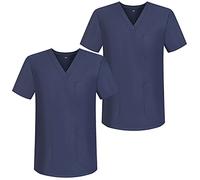 MISEMIYA - Pack*2 - Abbigliamento Lavoro Unisex Collo Picco Maniche Corte Uniforme Clinica Ospedale Pulizia Veterinario - Ref.817 - X-Large, Grigio 68
