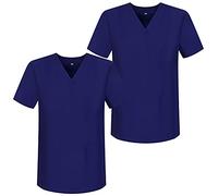 MISEMIYA - Pack*2 - Abbigliamento Lavoro Unisex Collo Picco Maniche Corte Uniforme Clinica Ospedale Pulizia Veterinario - Ref.817 - X-Large, Viola 68