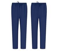 MISEMIYA - Pack 2 PCS - Pantaloni Unisex Vita Elastica Uniforme di Lavoro Clinica Ospedale - Large, Blu Navy
