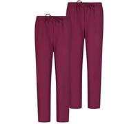 MISEMIYA - Pack 2 PCS - Pantaloni Unisex Vita Elastica Uniforme di Lavoro Clinica Ospedale - XX-Large, Granato 68