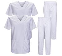 MISEMIYA Confezione da 2 Pezzi-Casacca E Pantaloni Sanitari BZ-2-817-8312, Bianco 22, 3XL (Pacco da 2) Unisex-Adulto