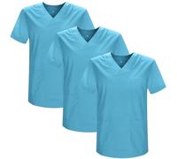MISEMIYA Pack 3 PCS-Casaca Sanitario Mz-3-817 Maglietta del Camice Medico, Ciano, S (Pacco da 3) Unisex-Adulto