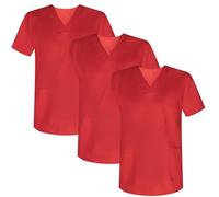 MISEMIYA Pack 3 PCS-Casaca Sanitario Mz-3-817 Maglietta del Camice Medico, Rosso, XL (Pacco da 3) Unisex-Adulto