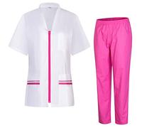 MISEMIYA - Uniforme Medica con Camice e Pantaloni - Uniformi Mediche Camice Uniformi sanitarie OSPITALITÁ - 712-8312 - Medium, Rosa 22