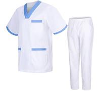 MISEMIYA - Uniformi Unisex Set Camice - Uniforme Medica con Maglia e Pantaloni Uniformi Mediche Camice Uniformi sanitarie - Ref.8178 - X-Small, Bianco 68