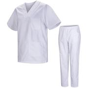 MISEMIYA - Uniformi Unisex Set Camice - Uniforme Medica con Maglia e Pantaloni Uniformi Mediche Camice Uniformi sanitarie - Ref.8178-4XL, Bianco 21