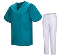 MISEMIYA - Uniformi Unisex Set Camice - Uniforme Medica con Maglia e Pantaloni Uniformi Mediche Camice Uniformi sanitarie 817-8312-BLANCO - Medium, Verde 3B