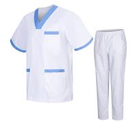 MISEMIYA - Uniformi Unisex Set Camice - Uniforme Medica con Maglia e Pantaloni Uniformi Mediche Camice Uniformi sanitarie 817-8312-BLANCO - Small, Banco 8171-2