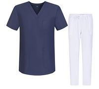 MISEMIYA - Uniformi Unisex Set Camice - Uniforme Medica con Maglia e Pantaloni Uniformi Mediche Camice Uniformi sanitarie - Ref.G713-6802 - Large, Grigio 68