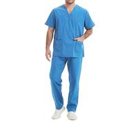 MISEMIYA - Uniformi Unisex Set Camice - Uniforme Medica con Maglia e Pantaloni Uniformi Mediche Camice Uniformi sanitarie - Ref.6801-6802 - X-Small, Azzurro 68