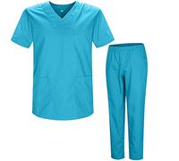 MISEMIYA - Uniformi Unisex Set Camice - Uniforme Medica con Maglia e Pantaloni Uniformi Mediche Camice Uniformi sanitarie - Ref.8178-5XL, Cian