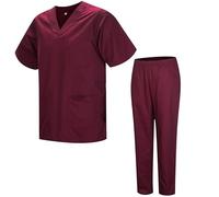 MISEMIYA - Uniformi Unisex Set Camice - Uniforme Medica con Maglia e Pantaloni Uniformi Mediche Camice Uniformi sanitarie - Ref.8178-5XL, Granato 21