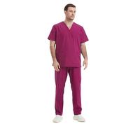 MISEMIYA - Uniformi Unisex Set Camice - Uniforme Medica con Maglia e Pantaloni Uniformi Mediche Camice Uniformi sanitarie - Ref.6801-6802 - Small, Granato