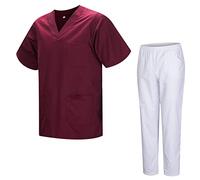 MISEMIYA - Uniformi Unisex Set Camice - Uniforme Medica con Maglia e Pantaloni Uniformi Mediche Camice Uniformi sanitarie 817-8312-BLANCO - X-Small, Granato