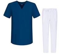 MISEMIYA - Uniformi Unisex Set Camice - Uniforme Medica con Maglia e Pantaloni Uniformi Mediche Camice Uniformi sanitarie - Ref.G713-6802 - Large, Blu Marino 68