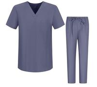 MISEMIYA - Uniformi Unisex Set Camice - Uniforme Medica con Maglia e Pantaloni Uniformi Mediche Camice Uniformi sanitarie - Ref.6801-6802 - XX-Large, Grigio Chiaro