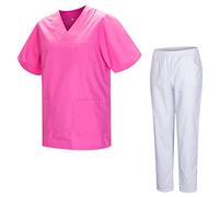 MISEMIYA - Uniformi Unisex Set Camice - Uniforme Medica con Maglia e Pantaloni Uniformi Mediche Camice Uniformi sanitarie 817-8312-BLANCO - Large, Rosa