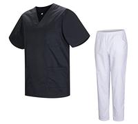 MISEMIYA - Uniformi Unisex Set Camice - Uniforme Medica con Maglia e Pantaloni Uniformi Mediche Camice Uniformi sanitarie 817-8312-BLANCO - Small, Nero