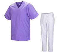 MISEMIYA - Uniformi Unisex Set Camice - Uniforme Medica con Maglia e Pantaloni Uniformi Mediche Camice Uniformi sanitarie 817-8312-BLANCO - X-Small, Lilla