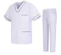 MISEMIYA - Uniformi Unisex Set Camice - Uniforme Medica con Maglia e Pantaloni Uniformi Mediche Camice Uniformi sanitarie - Ref.6601-6602 - Medium, Nero 22