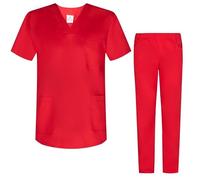 MISEMIYA - Uniformi Unisex Set Camice - Uniforme Medica con Maglia e Pantaloni Uniformi Mediche Camice Uniformi sanitarie - Ref.8178 - XX-Large, Rosso
