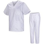 MISEMIYA - Uniformi Unisex Set Camice - Uniforme Medica con Maglia e Pantaloni Uniformi Mediche Camice Uniformi sanitarie 817-8312-BLANCO - Small, Bianco