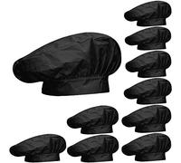 MISEMIYA Chef Gorro Seta Cuoco Cappello a Forma di Fungo 918, Nero, Confezione da 10 Pezzi Unisex-Adulto