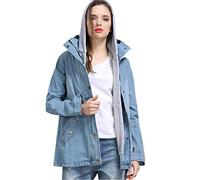 MisFox Giubbino Jeans Donna Giacca di Jeans con Cappuccio Taglie Forti Sciolto Casual Giacca Denim 2 in 1 Autunno Invernale Caldo Parka Outwear