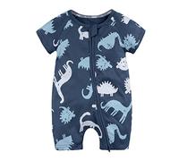 MisFox Pagliaccetto per Neonati - Estate Manica Corta Tutina Zip Pigiamino in Cotone Stampa Abbigliamento per Bambine e Bambini
