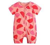 MisFox Pagliaccetto per Neonati - Estate Manica Corta Tutina Zip Pigiamino in Cotone Stampa Abbigliamento per Bambine e Bambini