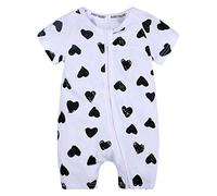 MisFox Pagliaccetto per Neonati - Estate Manica Corta Tutina Zip Pigiamino in Cotone Stampa Abbigliamento per Bambine e Bambini