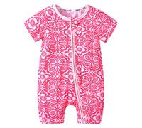 MisFox Pagliaccetto per Neonati - Estate Manica Corta Tutina Zip Pigiamino in Cotone Stampa Abbigliamento per Bambine e Bambini