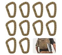 MisFun 10 Pezzi Moschettone in Plastica, Arrampicata Tattico, Forma di D, per Zaino Campeggio Viaggio (Cachi)