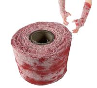 MisFun 10M Decorazione per Benda di Sangue Halloween, Garze Insanguinate Spettrali, Decorazione di Halloween Panno Raccapricciante, Bendaggio di Sangue Rotolo per Casa Infestata, Giardino, Patio