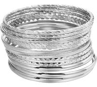 MisFun 12 Bracciali Donna Rigidi Impilabili Boho Eleganza Trendy Argento