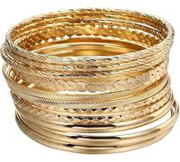 MisFun 12 Bracciali Donna Rigidi Impilabili Boho Eleganza Trendy Oro