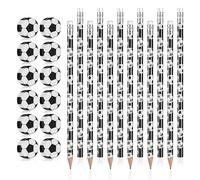 MisFun 12 Pezzi Matite da Calcio, Set di Cancelleria a Tema Calcio con 12 Gomme da Cancellare da Calcio, Penne da Calcio per Bambini Regalo per Cancelleria Scolastica Bomboniere Feste Compleanno (2B)