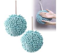 MisFun 2 Pack Hanging Chenille Hand Towels, Asciugamani, Super Absorbent Hand Towels with Hanging Loop, Asciugamanoda Appendere Asciugamani Cucina Asciugamano ad Asciugatura Rapida (Blu)