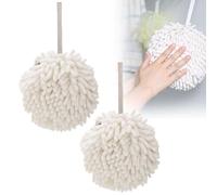 MisFun 2 Pack Hanging Chenille Hand Towels, Asciugamani, Super Absorbent Hand Towels with Hanging Loop, Asciugamanoda Appendere Asciugamani Cucina Asciugamano ad Asciugatura Rapida (Bianco)