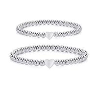 MisFun 2 Pezzi Bracciale Donna, Regalo Donna Bracciale, Gioielli Donna, Bracciale Personalizzato, Braccialetti per Moglie Figlia Regalo, Amica Regalo Compleanno Donna Regalo San Valentino(Argento)