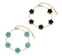 MisFun 2 Pezzi Bracciales Quadrifoglio 18K Bracciale Donna Bracciale Portafortuna Donnas Bracciali Coppia Quadrifoglio In Portafortuna Bracciales Regolabile Regalo Compleanno Donna Ragazza (B)