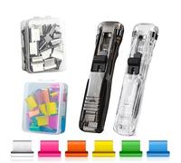 MisFun 2 Pezzi Distributore di Graffette, Pinzatrice a Spinta Dispenser di Mollette Distributori di Clip Reusable, Dispenser per Graffette Portatile con 100 Fermagli per Scuola Ufficio Casa
