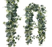MisFun 2 Pezzi Ghirlanda di Eucalipto Artificiale, Sospesa Verde Ghirlande Decorative Ghirlanda Artificiale, 180cm Vite di Eucalipto Piante Artificiali, per Sfondo Decorazione Matrimonio Centrotavola