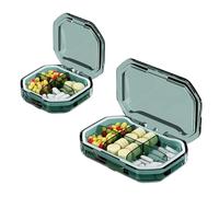 MisFun 2 Pezzi Portapillole Giornaliero, Contenitore Pastiglie, Pill Organizer, Portapillole Tascabile, Portatile, Impermeabile con Scomparti, per Medicine, Integratori e Vitamin(Verde)