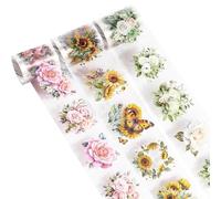 MisFun 3 Pezzi Washi Tape PET, Nastro Adesivo Decorativo Trasparente con Fiori, Scrapbooking Adesivi, Nastro Adesivo Trasparente per Diario Proiettile, Confezioni Regalo